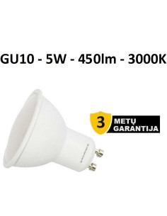 GU10 - 5W - 3000K - 450lm LED lemputė