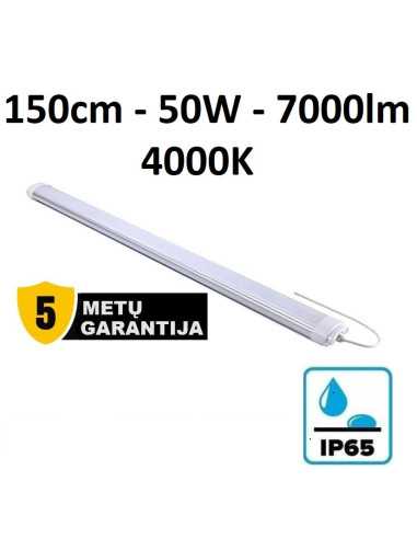 TRI-PROOF hermetinis šviestuvas 150cm - 50W - 7000lm - 4000K - IP65 - IK08