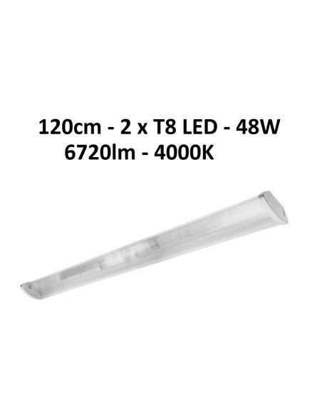 LED šviestuvas 120cm - 2 x T8  - 6720lm - 4000K IP40