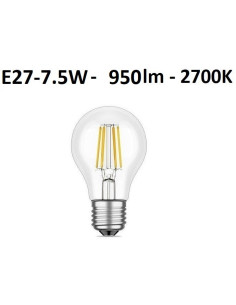 LED lemputė E27 filament - 7,5W - 950lm - 2700K