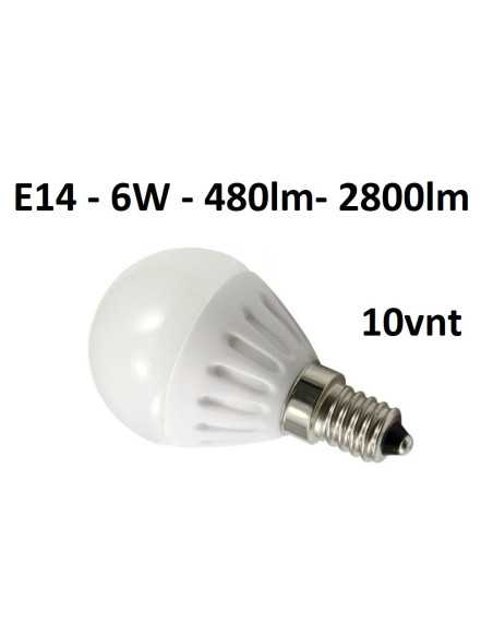 10 x E14 - 6W - 2800K - 480lm LED lemputė