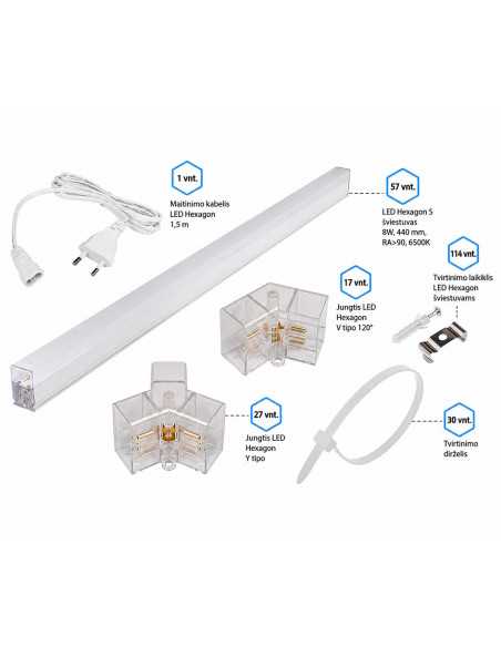 Hexagon korio formos LED šviestuvas 570W internetu | Luxon.lt