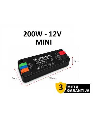 Itin plonas baldinis MINI LED maitinimo šaltinis 12V - 200W IP20 | www.Luxon.lt