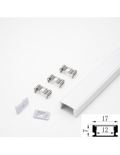 10 x BALTAS LED juostos profilis U 2m su dangteliu užbaigimo galais ir laikikliais