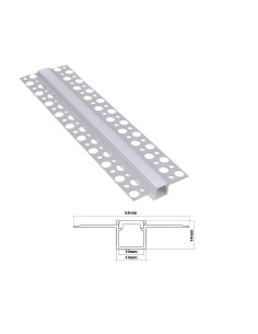 Priglaistomas siauras aliuminis LED profilis 2m 14x14mm su dangteliu ir užbaigimo galais internetu | Luxon.lt