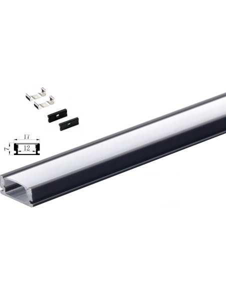 LED juostos profilis U 2m juodas su baltu dangteliu