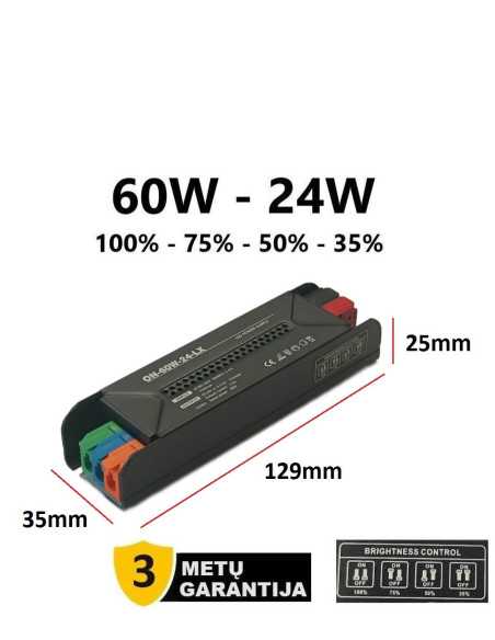 Reguliuojamas LED maitinimo šaltinis - 24V - 60W