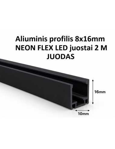 Aliuminis profilis 8x16mm NEON FLEX LED juostai 2 metrai JUODAS