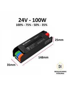 Reguliuojamas LED maitinimo šaltinis - 24V - 100W