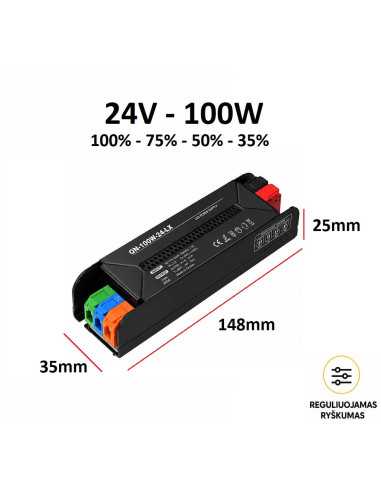 Reguliuojamas LED maitinimo šaltinis - 24V - 100W