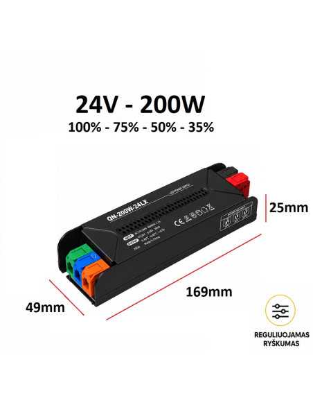 Reguliuojamas LED maitinimo šaltinis - 24V - 200W