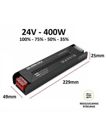 Reguliuojamas LED maitinimo šaltinis - 24V - 400W