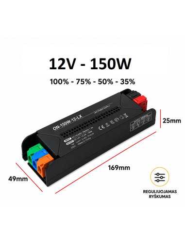 Reguliuojamas LED maitinimo šaltinis - 12V - 150W