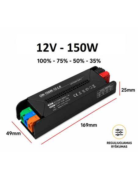 Reguliuojamas LED maitinimo šaltinis - 12V - 150W