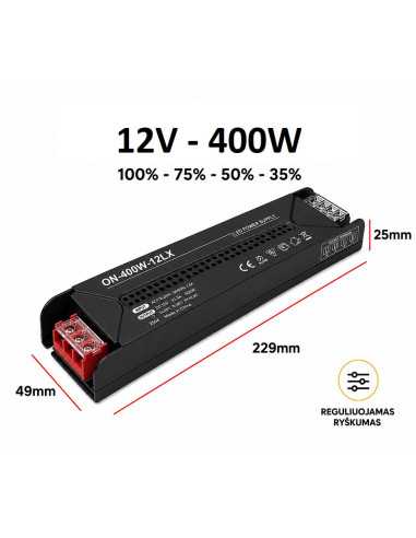 Reguliuojamas LED maitinimo šaltinis - 12V - 400W
