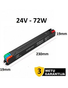 LED maitinimo šaltinis 24V - 72W slim