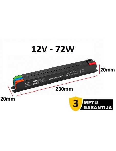 LED maitinimo šaltinis 72W - 12V slim