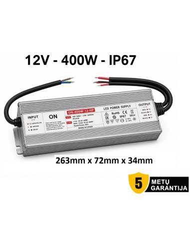 Profesionalus LED maitinimo šaltinis  12V - 400W - IP67