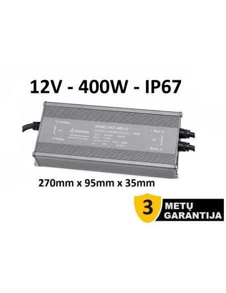 Profesionalus hermetinis LED maitinimo šaltinis 12V - 400W - IP67
