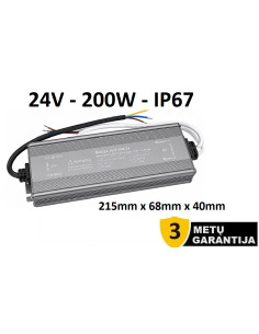 Profesionalus, hermetinis, LED maitinimo šaltinis 24V - 200W - IP67
