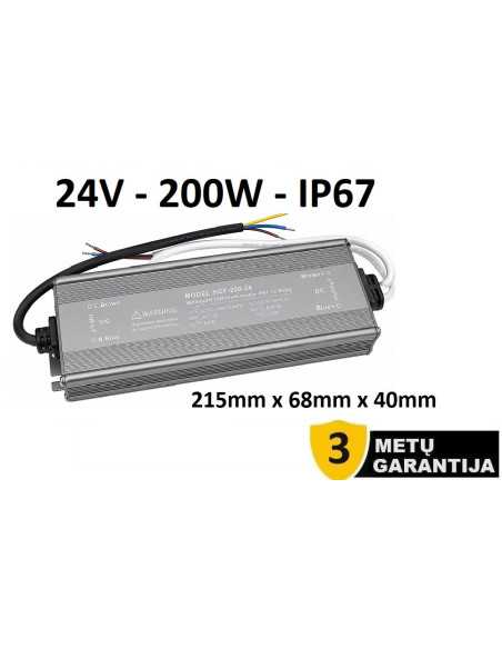 Profesionalus, hermetinis, LED maitinimo šaltinis 24V - 200W - IP67