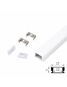 BALTAS LED juostos profilis U 2m su dangteliu užbaigimo galais ir laikikliais