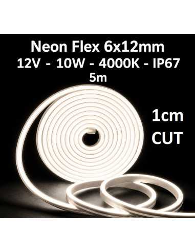 LED juosta NEON FLEX 12V - 10W - 4000K - IP67 - 5 metrai - 1cm cut