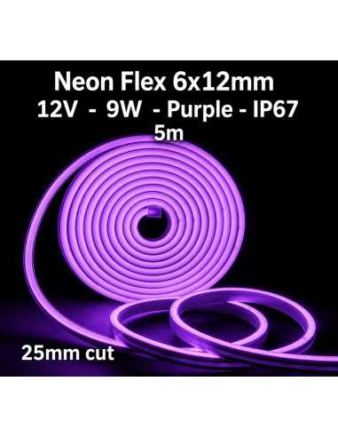 LED NEON FLEX juosta 12V - PURPLE (violetinė) - IP67 - 5 metrai