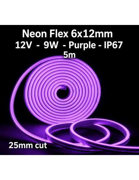 LED NEON FLEX juosta 12V - PURPLE (violetinė) - IP67 - 5 metrai
