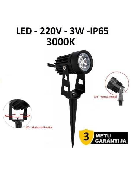 Įsmeigiamas LED lauko šviestuvas - 220V - 3W - 3000K - IP65