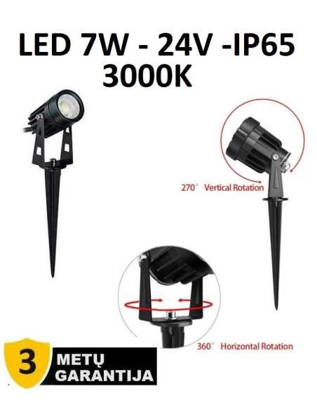 Įsmeigiamas LED lauko šviestuvas - 24V - 7W - 3000K - IP65