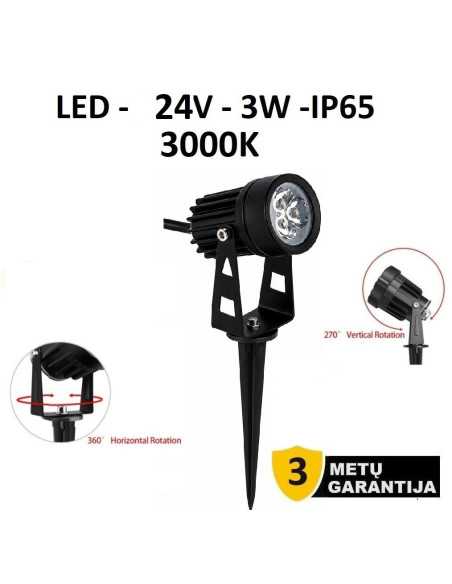 Įsmeigiamas LED lauko šviestuvas - 24V - 3W - 3000K - IP65