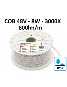 48V COB LED juosta 8W - 3000K - 800lm - IP67