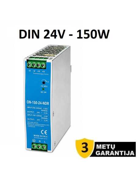 DIN bėgelio RAIL LED maitinimo šaltinis - 24V - 150W
