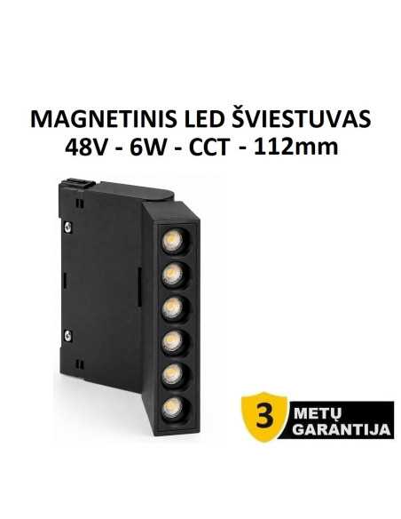 Magnetinis LED šviestuvas 48V - 6W CCT juodas - 112mm
