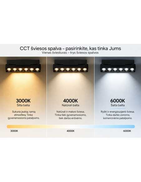 Magnetinis šviestuvas 48V - 9W CCT juodas | Luxon.lt