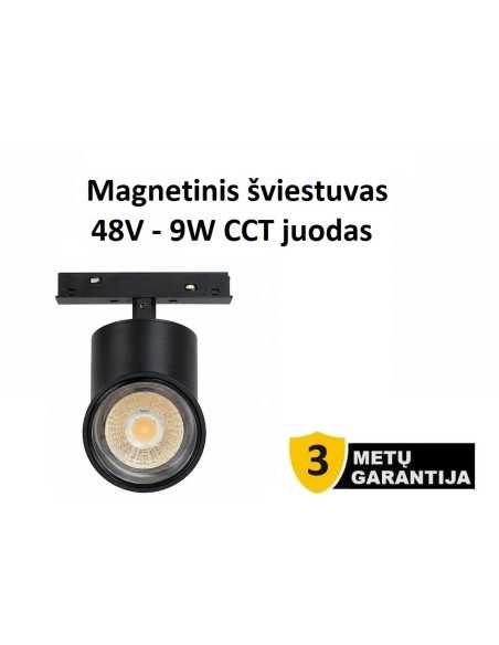 Magnetinis šviestuvas 48V - 9W CCT juodas