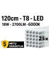 25 x T8 LED lempa 120cm - 18W - 2700lm - 6000K internetu | Luxon.lt