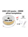 220V COB LED juostos komplektas – 50 m – 10W/m – 3000K – IP67