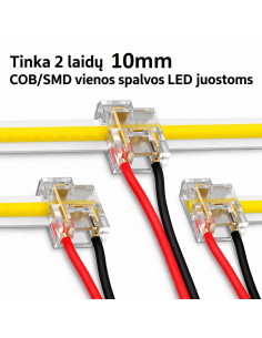 Greita L-T kampinė LED juostos jungtis - 2 kontaktų 10mm 2